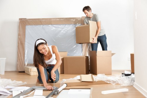 Packed boxes and furniture ready for local house removals