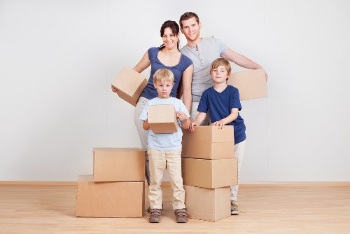 Prepared office desks and chairs arranged for relocation