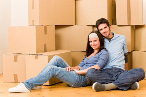 Household items being carefully unloaded at a new home